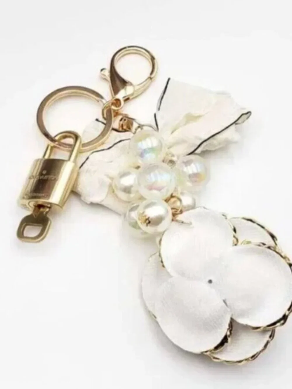 Louis Vuitton Gold Lock 🔒 Authentic LV Key + Unbranded Flower Baag Charm